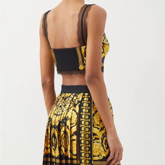 Baroque-Print Lace-Trimmed Silk-Twill Top - Picture 3 of 12